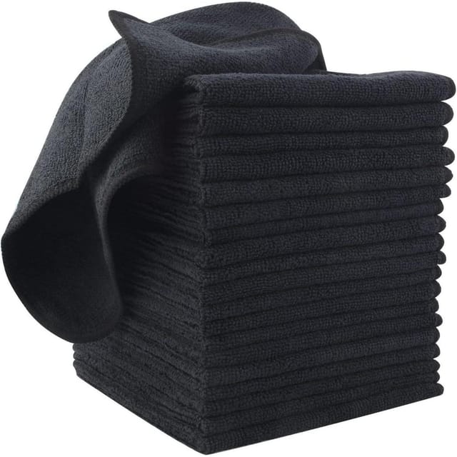 20er Set Schwarz Mikrofaser Reinigungstücher Küchenlappen Staubwischen 30x30cm