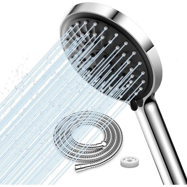 Chrom Duschkopf Mit Flexibler Schlauch Edelstahl, Durchflussbegrenzer Filter