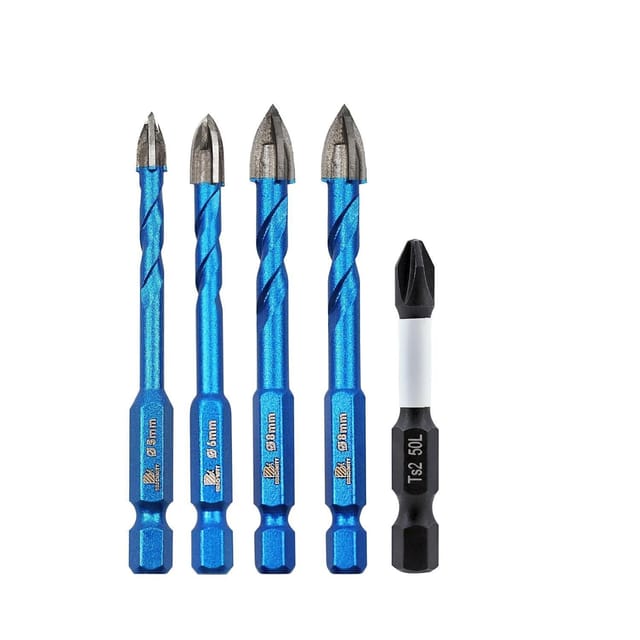 Fliesenbohrer Bohrerset 6mm 62 8mm2 Drill Bit+ 1 Screwdriver Bit 5