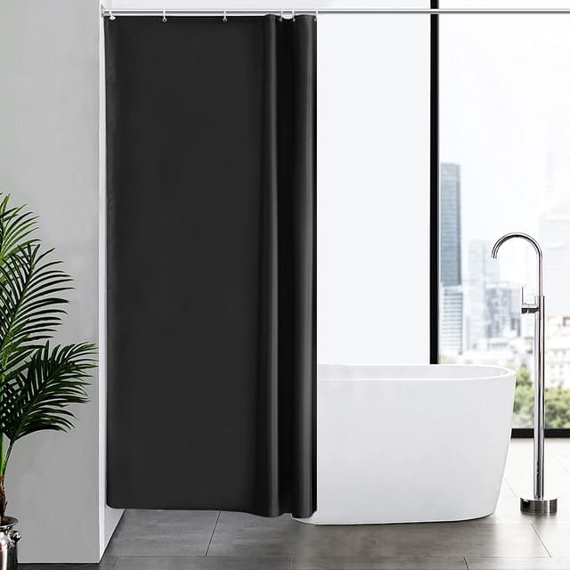 Schmaler Duschvorhang Polyester Eck Dusche Badewanne Schwarz 100x200 Cm