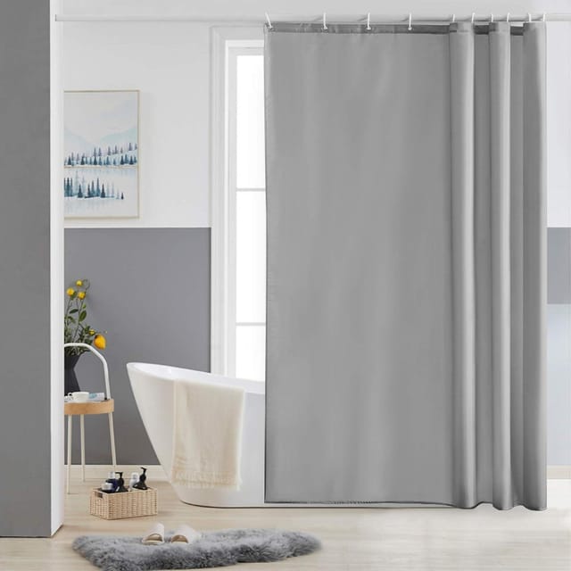 Schmaler Duschvorhang Polyester Stoff Grau 150x180 Wasserabweisend Waschbar
