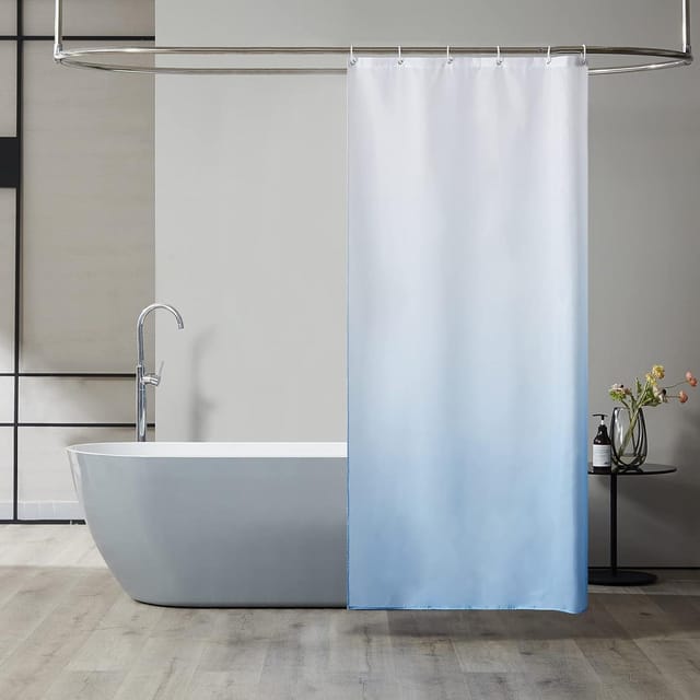 Schmaler Badvorhang Polyester Blau 90x180 Stoff Wasserdicht Oese Wäschbar