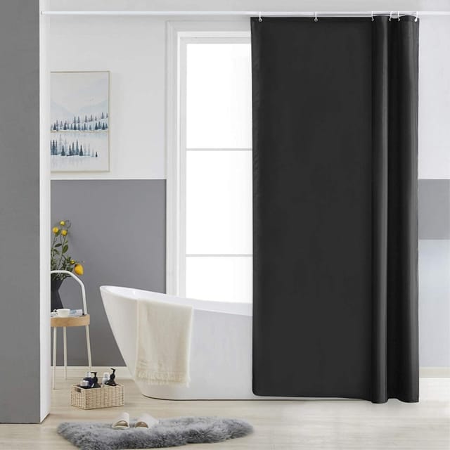Schmaler Duschvorhang Schwarz 85x180 Eck Dusche Badewanne Polyester Stoff