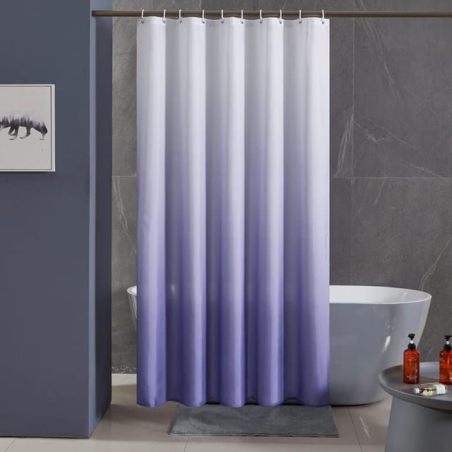 Furlinic Schmaler Duschvorhang Badewanne Textil Polyester 150x180 Weiß Lila