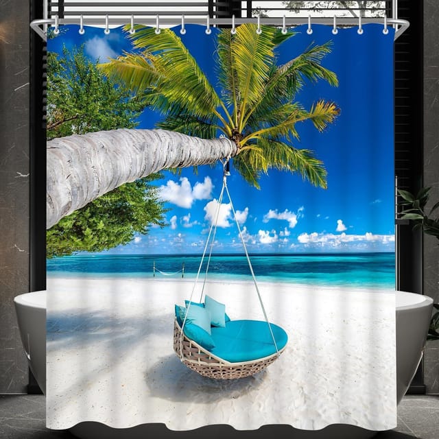 Duschvorhang Strandmuster 180x200cm Antischimmel, Wasserabweisend