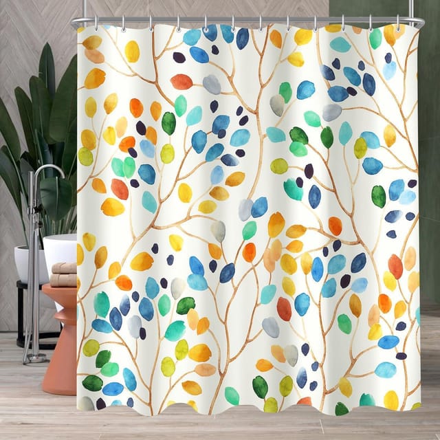 Duschvorhang Antischimmel Textil Bunter Baum 200x200cm Wasserabweisend