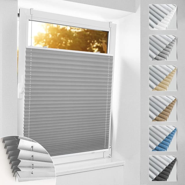 Plissee Ohne Bohren Klemmfix Verdunkelung B90 X H220 Cm Hellgrau