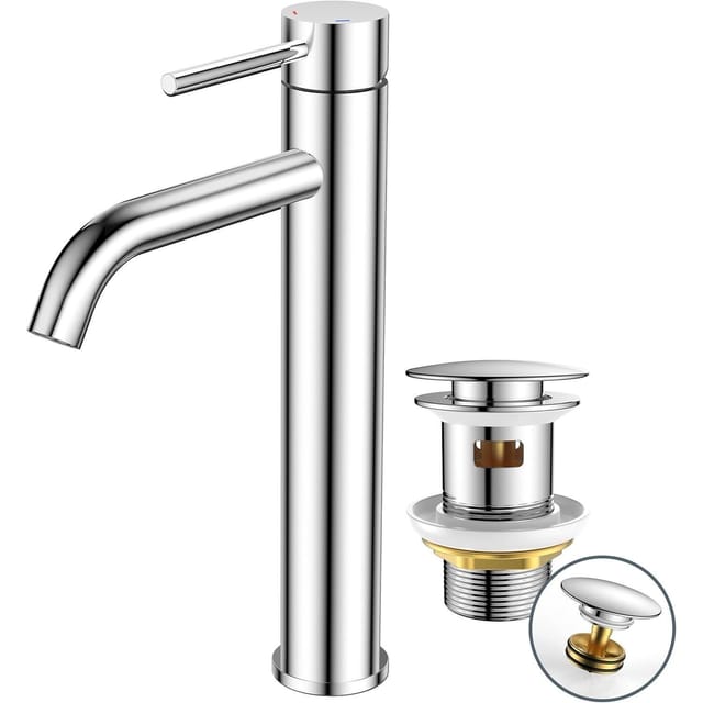 Wasserhahn Einhebelmischer Ablaufgarnitur Auslaufhöhe 190mm Chrom