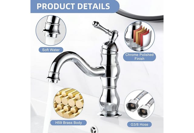 Kisimixer Bad Wasserhahn 360° Drehbar Waschtischarmatur Aus Messing - Verchromt