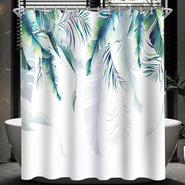 Duschvorhang 120x200 Cm Grün Blätter Pflanze Polyester Textil Waschbar 1er Pack