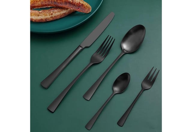 Besteckset 60tlg 12 Personen 60 Teilig-schwarz Matt 60 Teilig