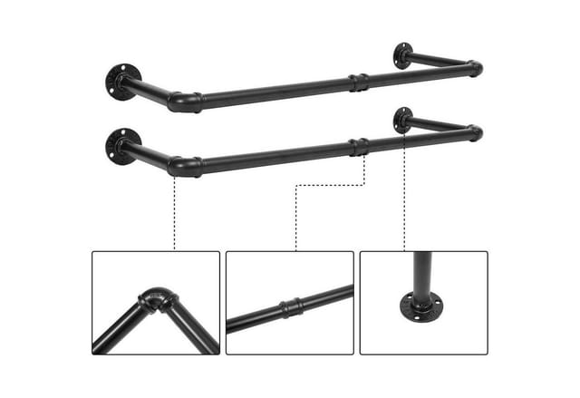 Hoobro Industrierohr Kleiderstangen 2er Set 80cm Abnehmbar Platzsparend