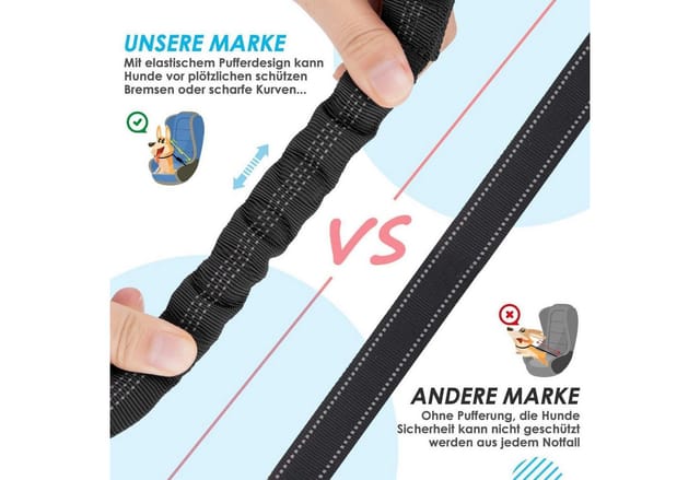 Slowton Anschnallgurt Hund Auto Verstellbarer Sicherheitsgurt 2 In 1 Schwarz