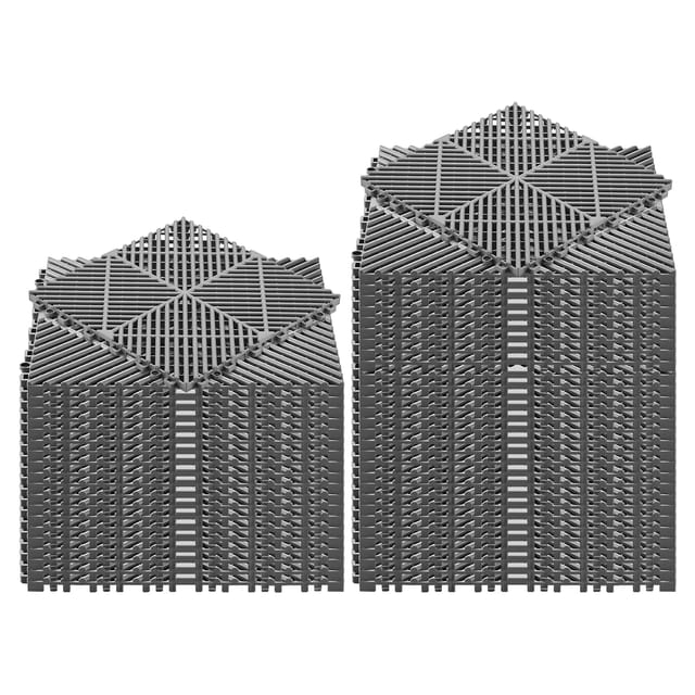 Mophorn Ineinandergreifende Drainagematten Set (50-tlg.) 31 X 31 Cm, Rutschfeste Klickfliesen Aus Pp Für Garagenboden, Modularer Bodenbelag Für Bad, Pool Und Außenbereiche, Selbstentwässernd, Grau