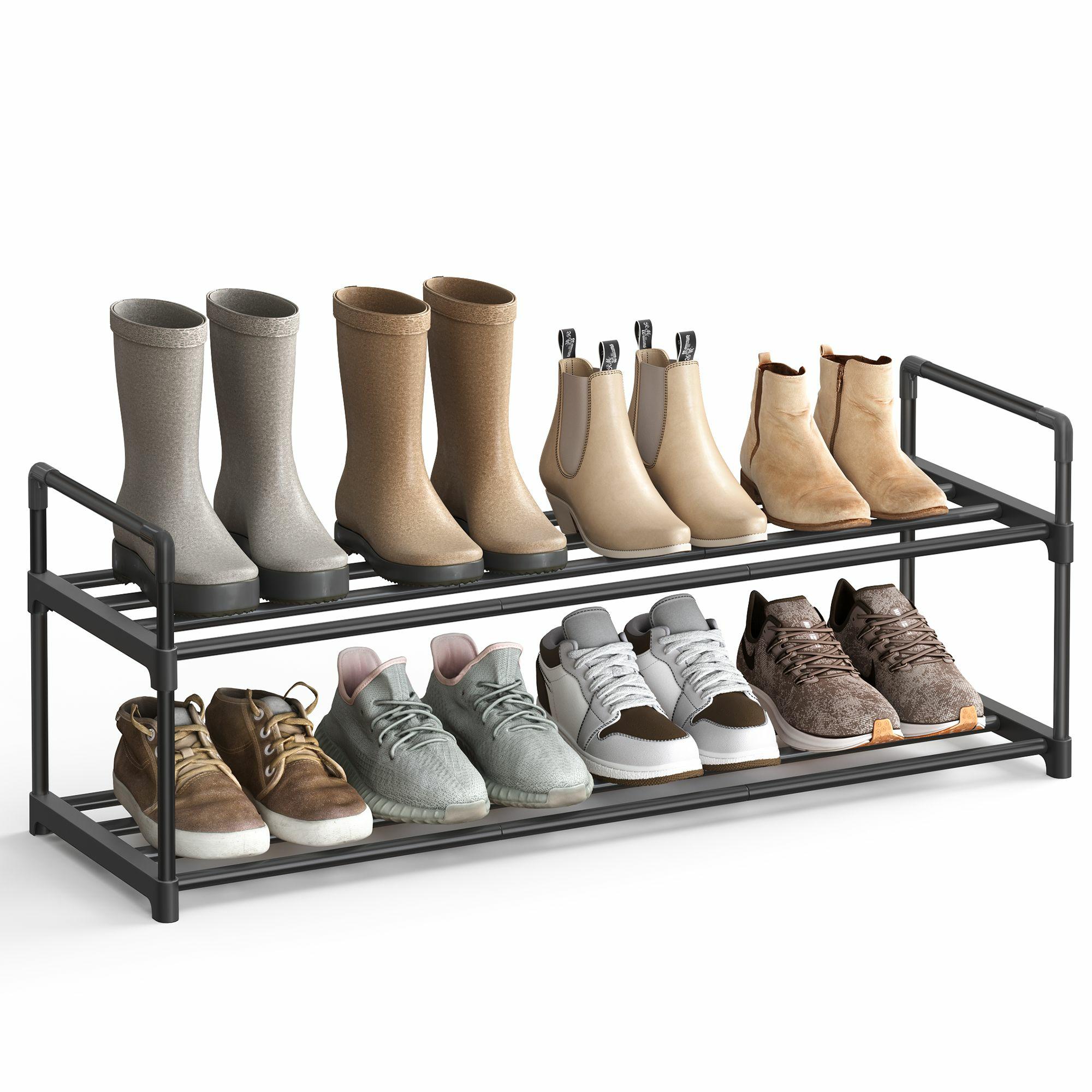 2-stöckiges Schuhregal, Schwarzes Metall
