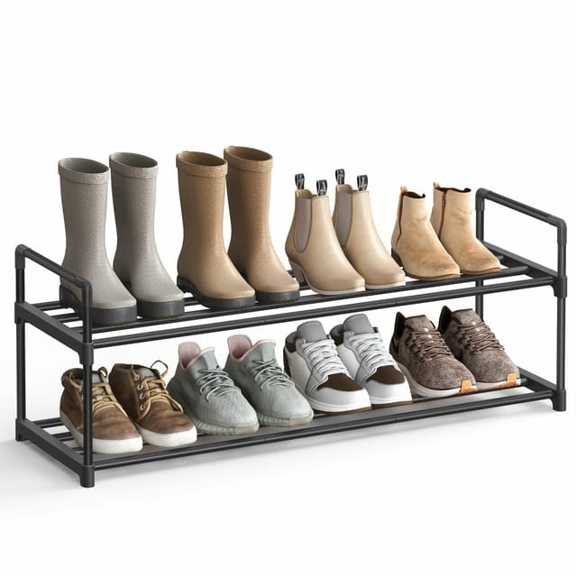 2-stöckiges Schuhregal, Schwarzes Metall