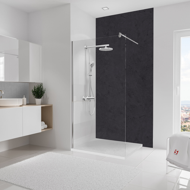 SCHULTE Duschrückwand »DecoDesign«, BxH: 125 x 255 cm, Stein Anthrazit - grau