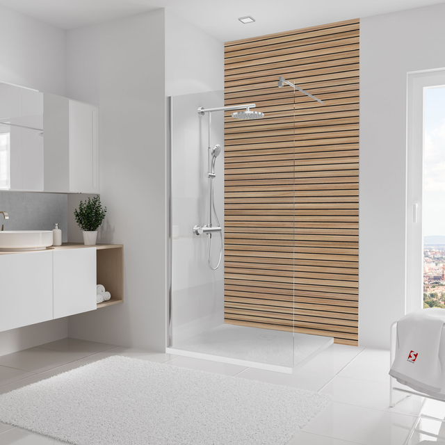 SCHULTE Duschrückwand »DecoDesign«, BxH: 125 x 255 cm, Lärche Japandi horizontal - braun