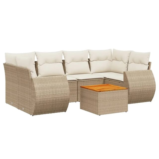 vidaXL 7-tlg Garten-Sofagarnitur mit Kissen Beige Poly Rattan Modell 227