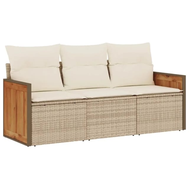 vidaXL 3-tlg Garten-Sofagarnitur mit Kissen Beige Poly Rattan Modell 16