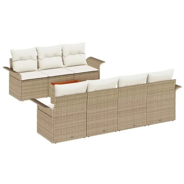 vidaXL Garten-Sofa-Set 8-Tlg Beige Poly Rattan 3347288