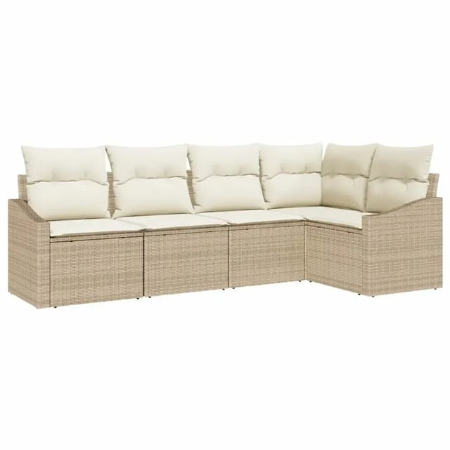 vidaXL Garten-Sofa-Set 5-Tlg Beige Poly Rattan 3346721