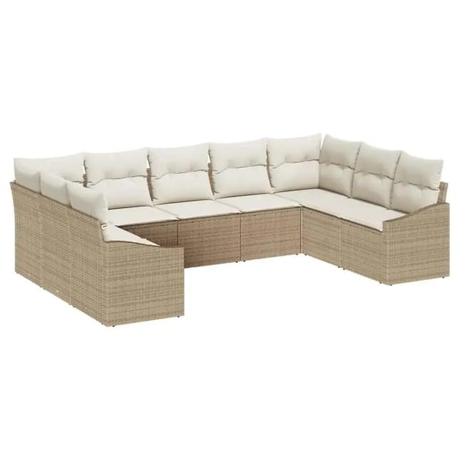 vidaXL Garten-Sofa-Set 9-Tlg Beige Poly Rattan 3346881