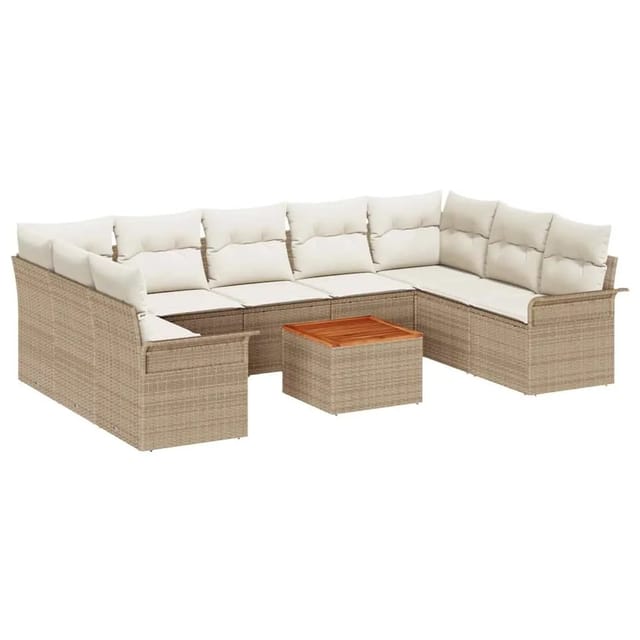 vidaXL Garten-Sofa-Set 10-Tlg Beige Poly Rattan 3347372