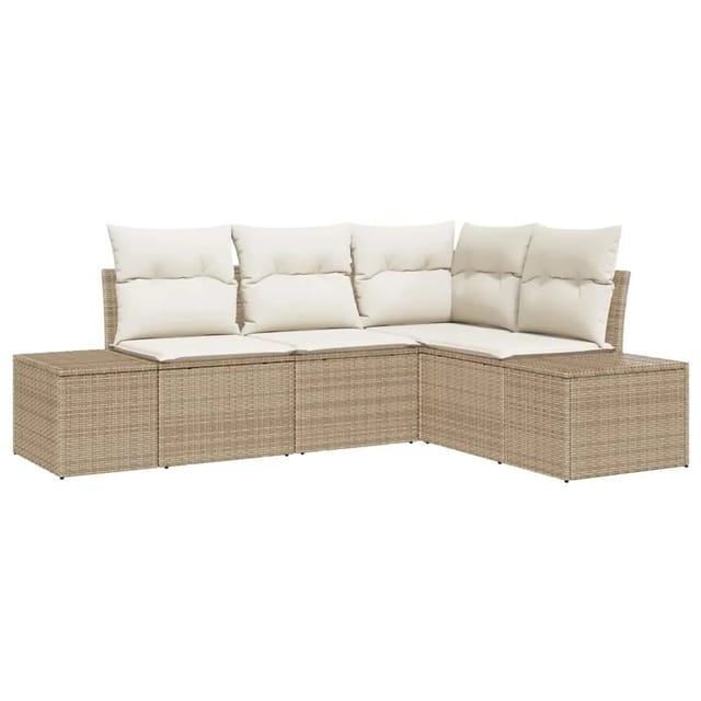 vidaXL Garten-Sofa-Set 4-Tlg Beige Poly Rattan 3347041