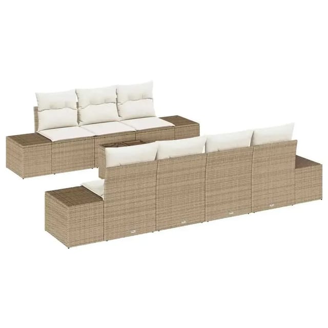 vidaXL Garten-Sofa-Set 8-Tlg Beige Poly Rattan 3346971