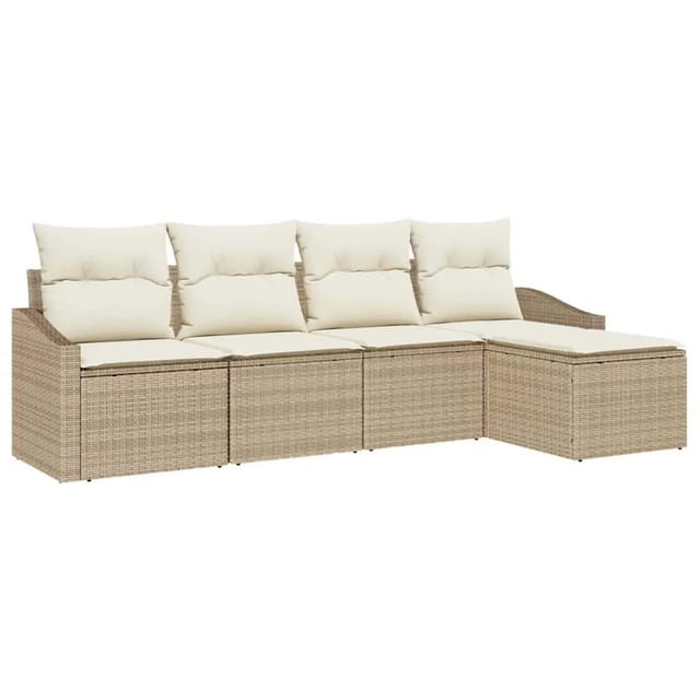 vidaXL Garten-Sofa-Set 5-Tlg Beige Poly Rattan 3346681