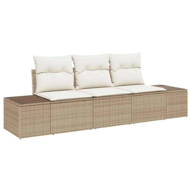 vidaXL Garten-Sofa-Set 3-Tlg Beige Poly Rattan 3346921