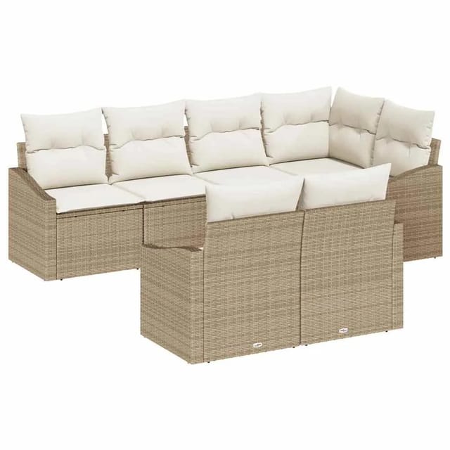 vidaXL Garten-Sofa-Set 7-Tlg Beige Poly Rattan 3346761