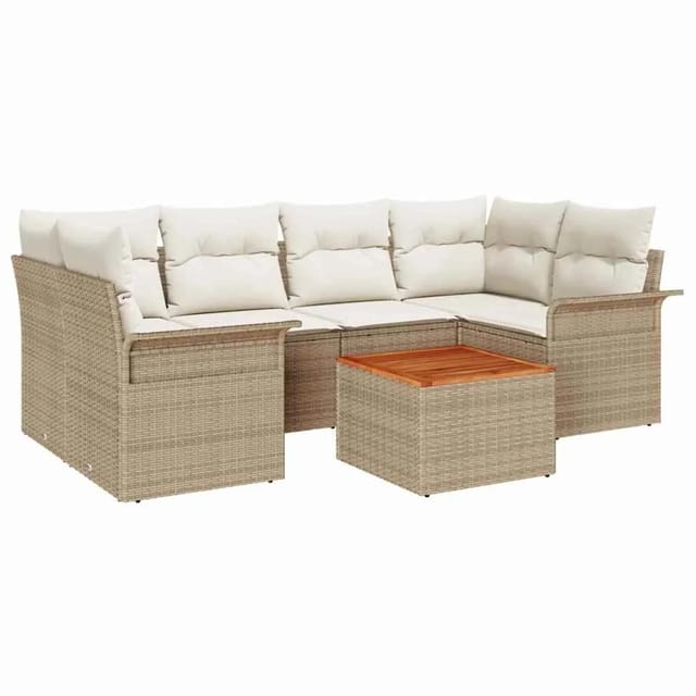 vidaXL Garten-Sofa-Set 7-Tlg Beige Poly Rattan 3347281