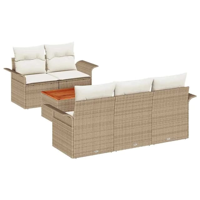 vidaXL Garten-Sofa-Set 6-Tlg Beige Poly Rattan 3347267