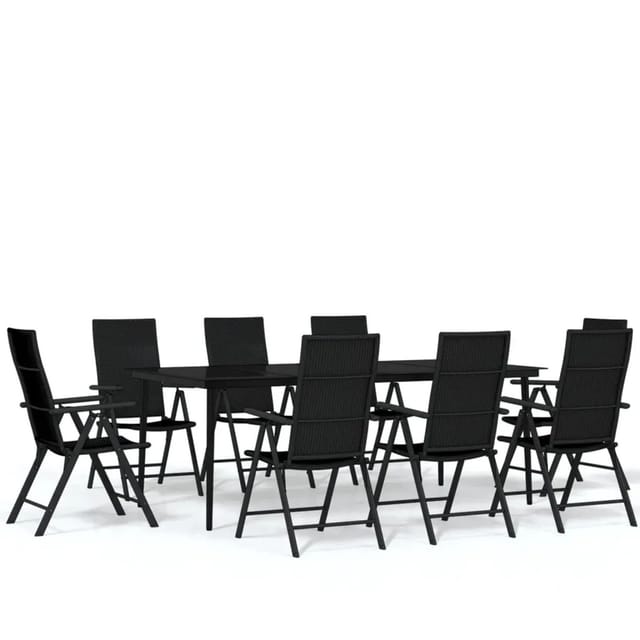 vidaXL 9-Tlg Garten-Essgruppe Schwarz 3099112