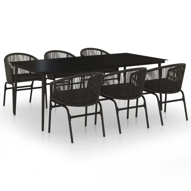 vidaXL 7-Tlg Garten-Essgruppe Schwarz 3099243
