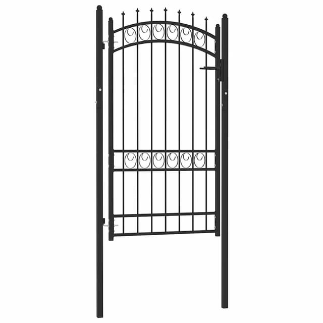 vidaXL Zauntor mit Spitzen Stahl 100x175 cm Schwarz 146381