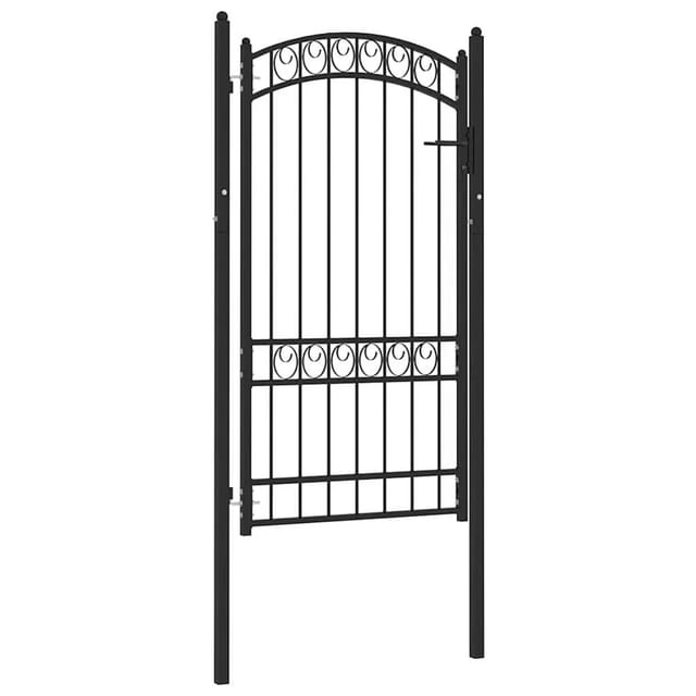vidaXL Zauntor mit Gewölbter Spitze Stahl 100x175 cm Schwarz 146371