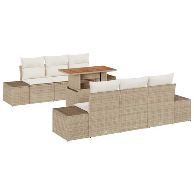 vidaXL Garten Essgruppe mit Kissen 7-Tlg Beige und Creme 3349910