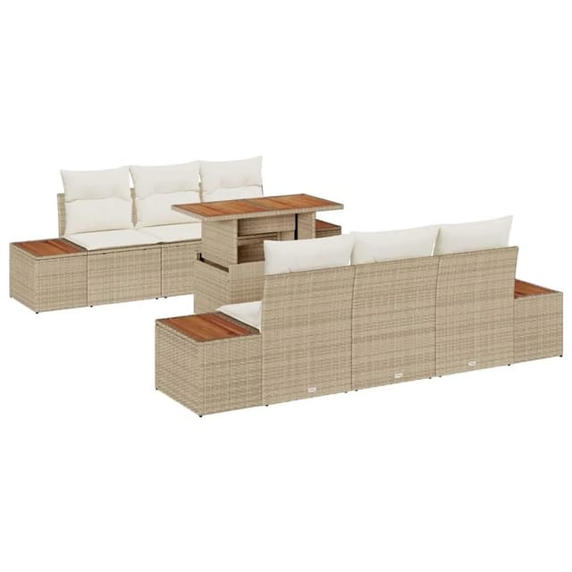 vidaXL Garten Essgruppe mit Kissen 7-Tlg Beige und Creme 3350033
