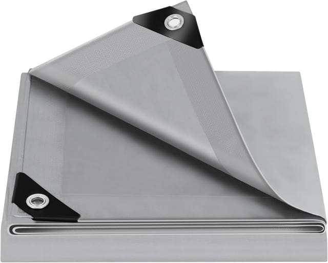 WOLTU Abdeckplane Wasserdicht 140 g/m² PE mit Ösen Grau 3x4 m