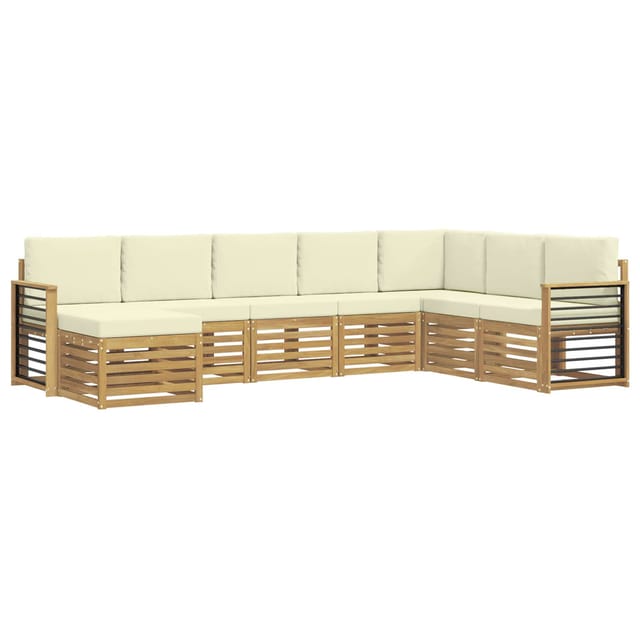 vidaXL Outdoor-Sofagarnitur 8-Tlg Weiß und Creme 306 x 187,5 x 73 cm 3392325