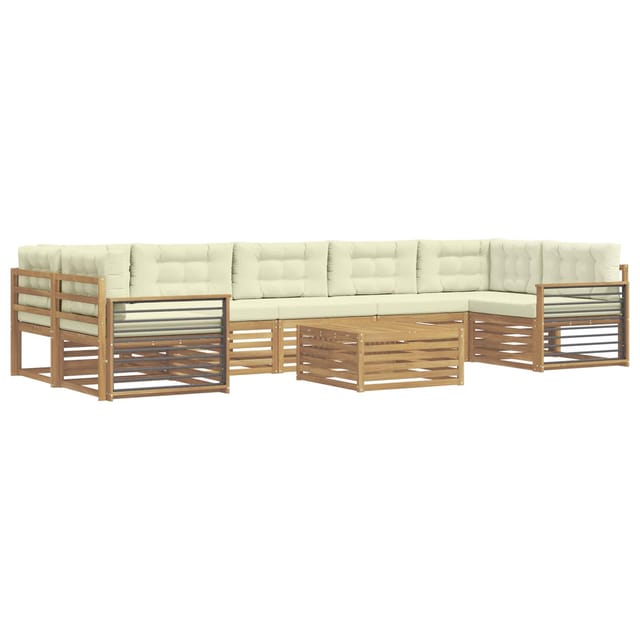 vidaXL Outdoor-Sofagarnitur 8 Stk Weiß und Creme Massivholz Akazie 3390215