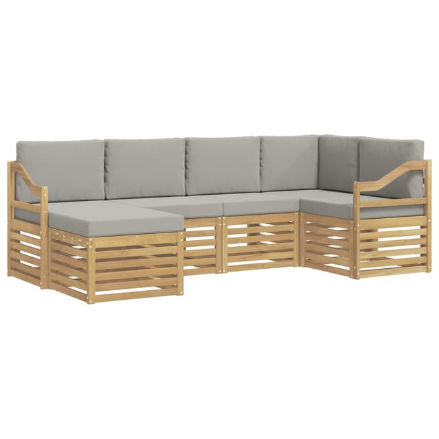 vidaXL Outdoor-Sofagarnitur 6 Stk Weiß und Hellgrau Polyester 3392131