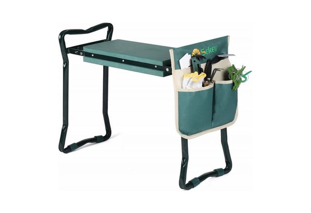 Sekey Kniebank 2 in 1 XXL Kniebank für Gartenarbeit Gepolstert Gartenhocker Klappbar Höhenverstellbar Gartenbank mit Werkzeugtasche 60x49x27,5cm
