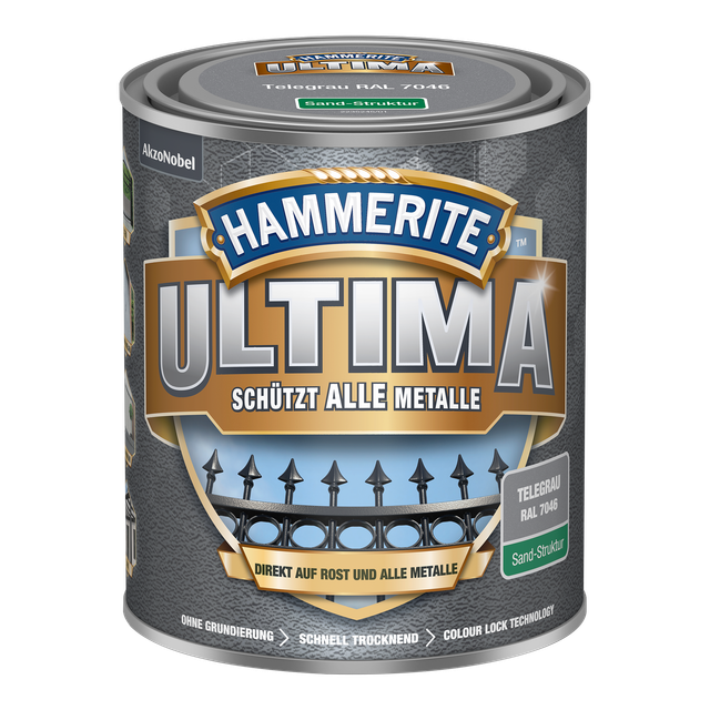 Hammerite Metallschutzlack 'Ultima Sand-Struktur' telegrau RAL 7046 750 ml