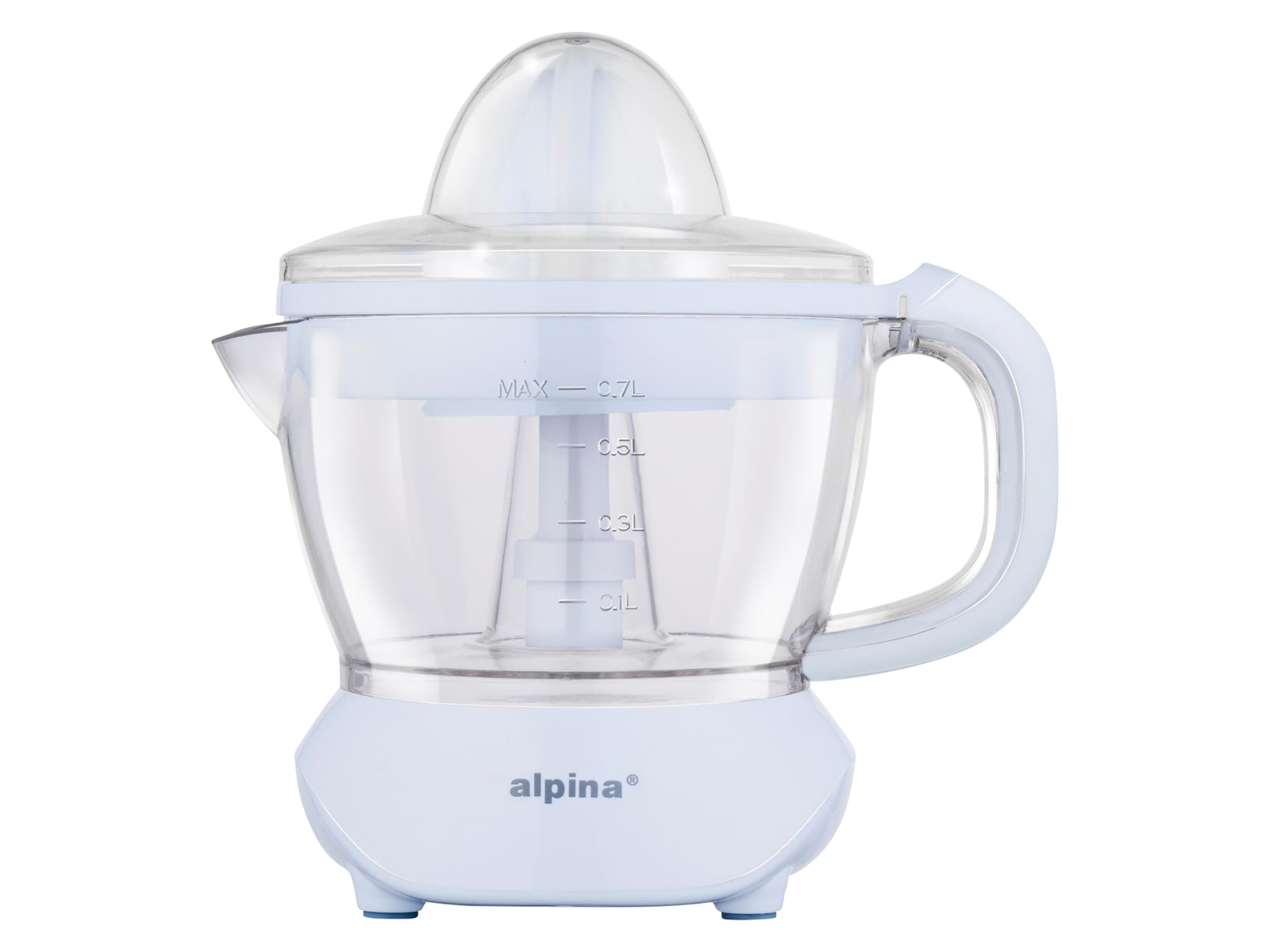 ALPINA Saftpresse, 0,7 Liter, Ziruspresse, 2 Presskegel, 25 W, weiß