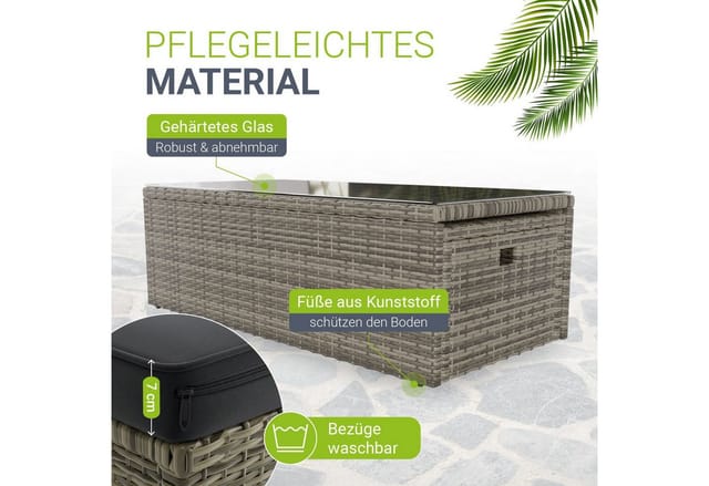 Juskys Polyrattan Gartenmöbel Set Salou inkl. Abdeckung - Outdoor Lounge für 6 Personen, wetterfest - Grau