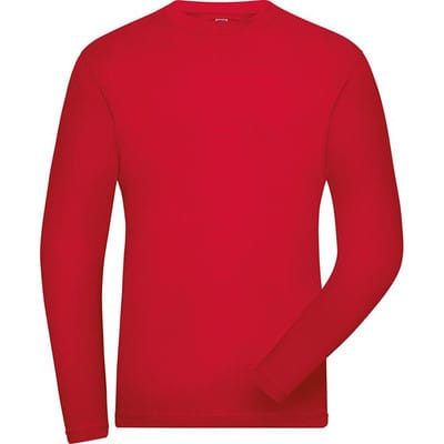 Herren Bio Workwear Langarm Stretch-Shirt JN1804, rot, Größe M